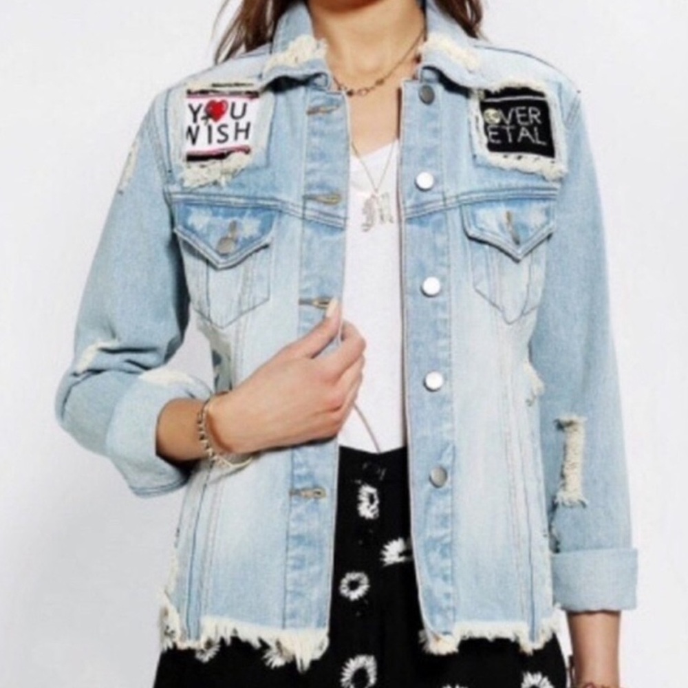 UNIF Women's Blue Denim Distressed Jacket🤎